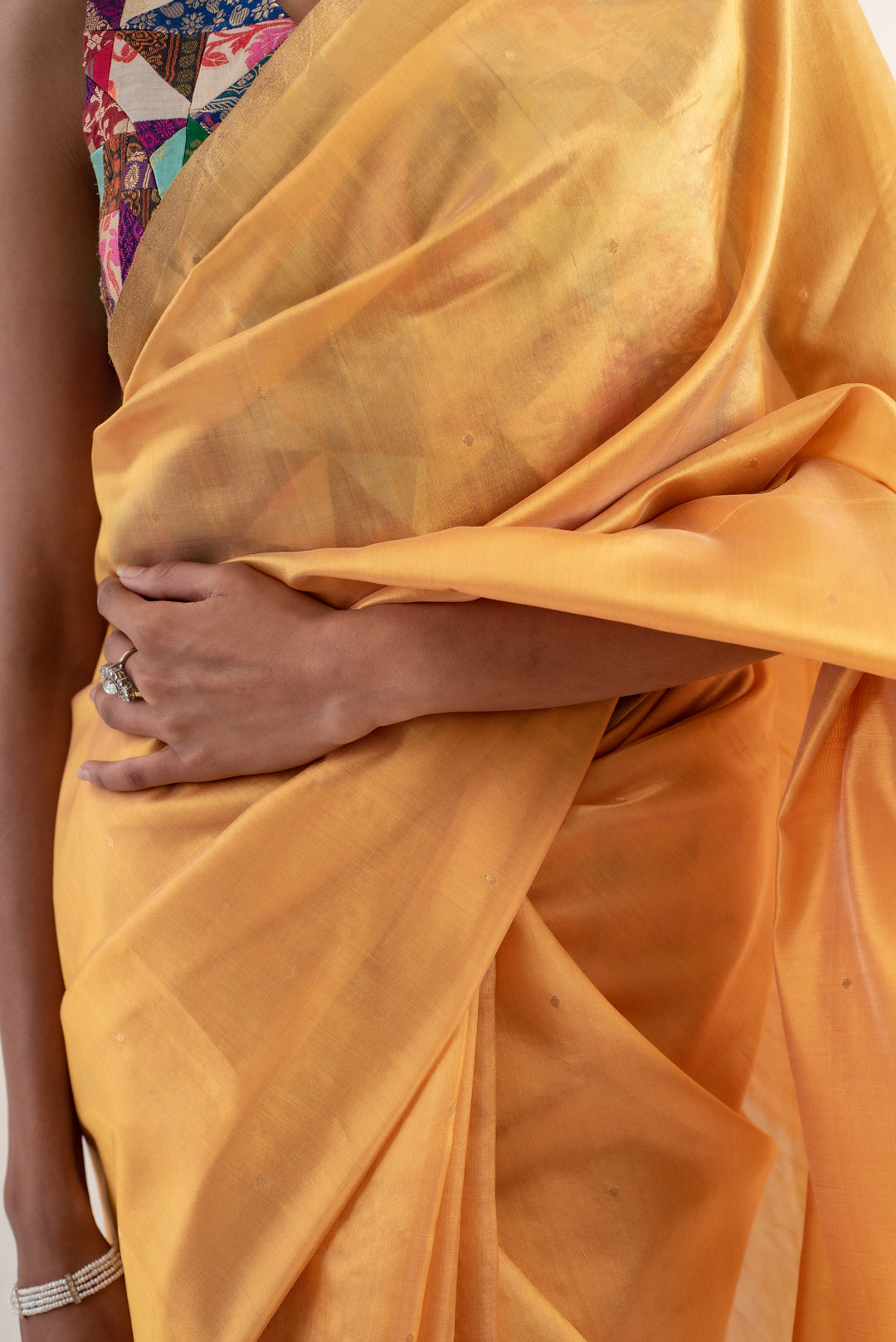 Johri - Yellow Ochre Silk Chanderi Saree