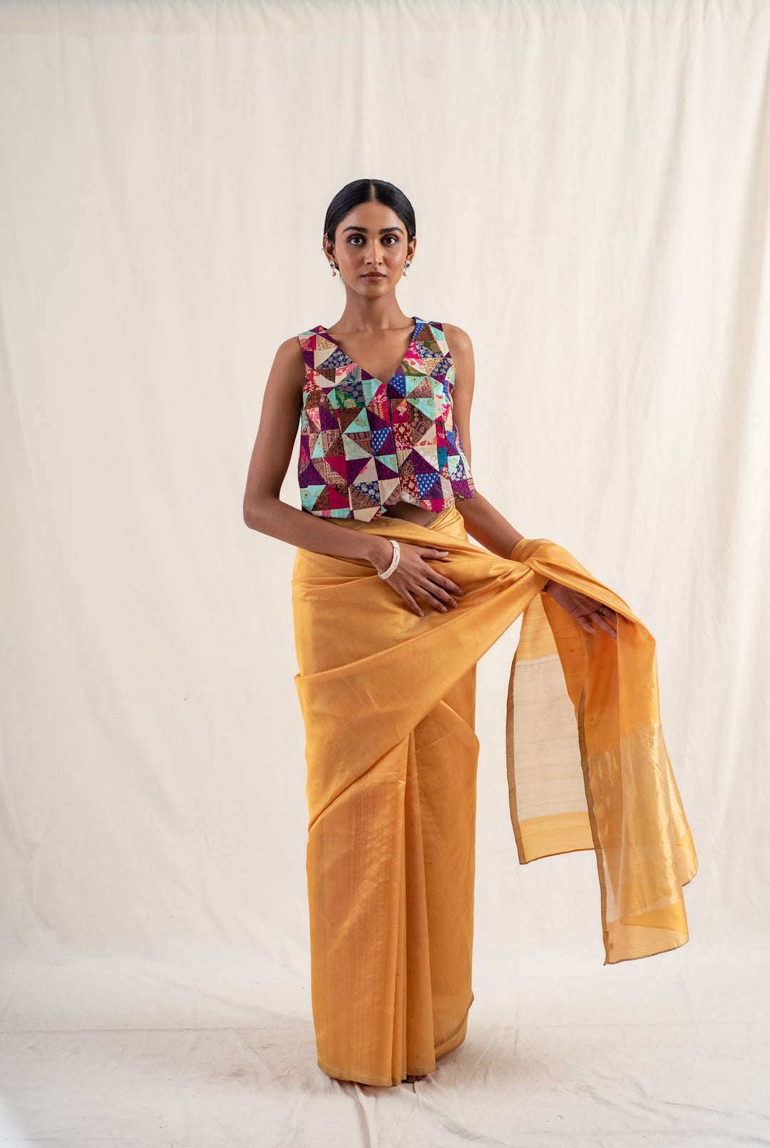 Johri - Yellow Ochre Silk Chanderi Saree