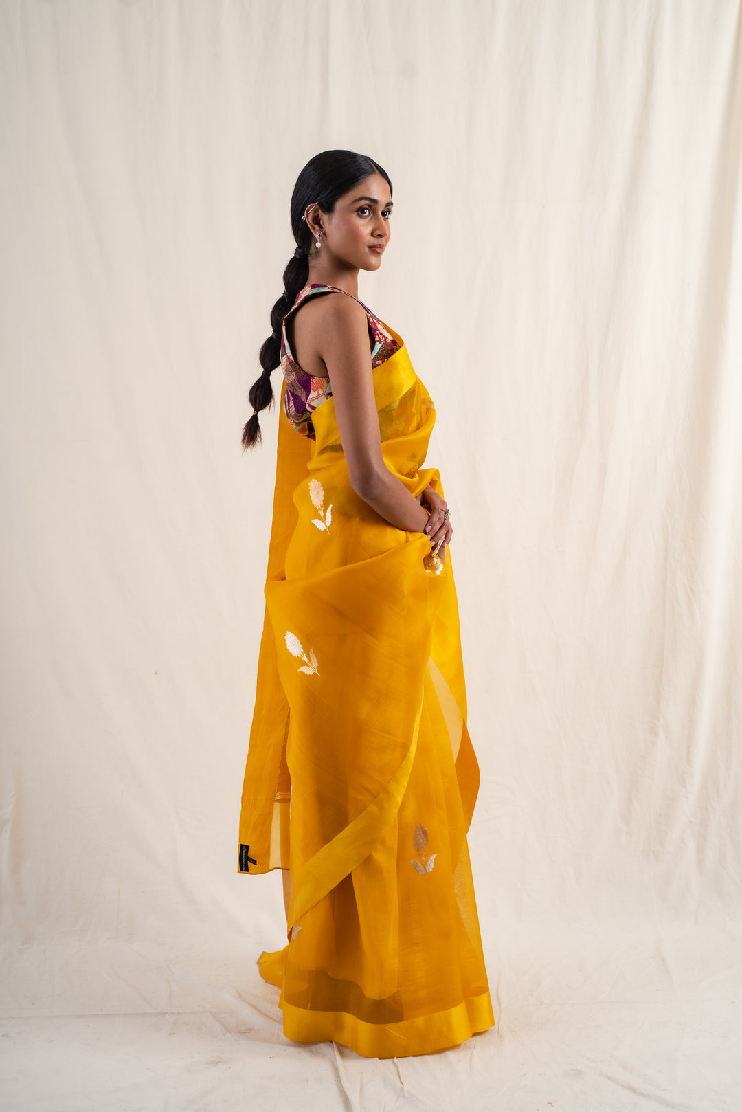 Chira- Yellow Silk Organza Banarasi Saree