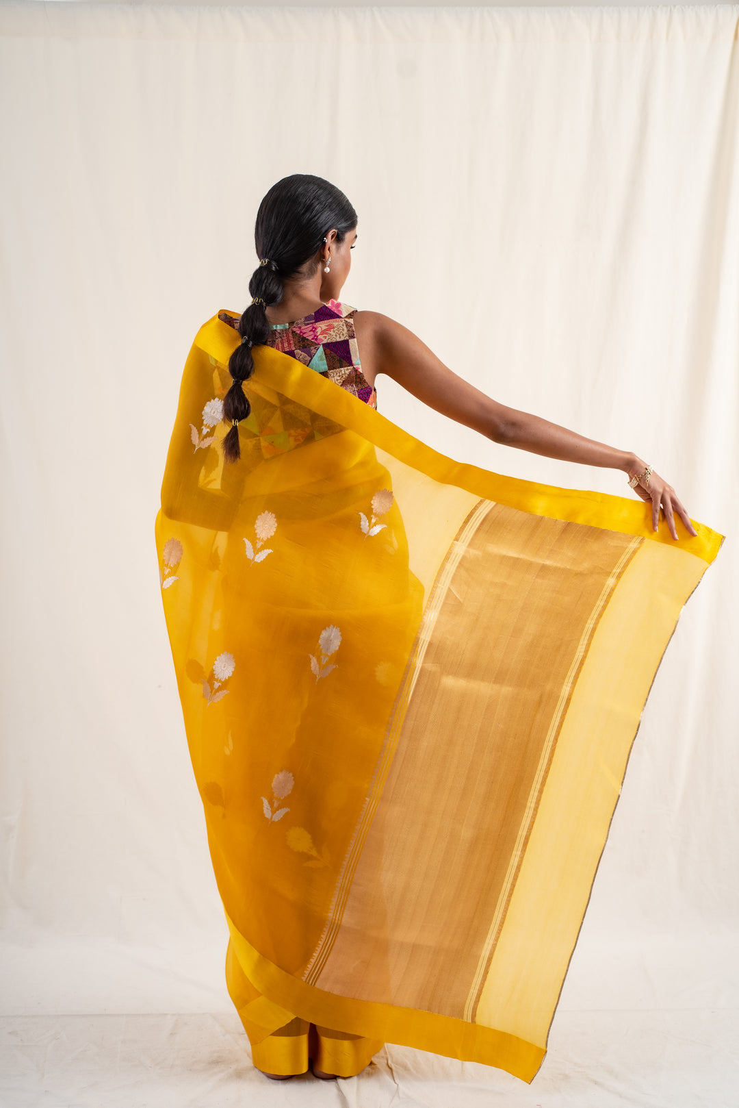 Chira- Yellow Silk Organza Banarasi Saree