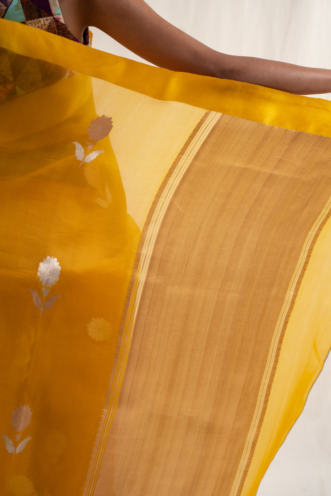 Chira- Yellow Silk Organza Banarasi Saree