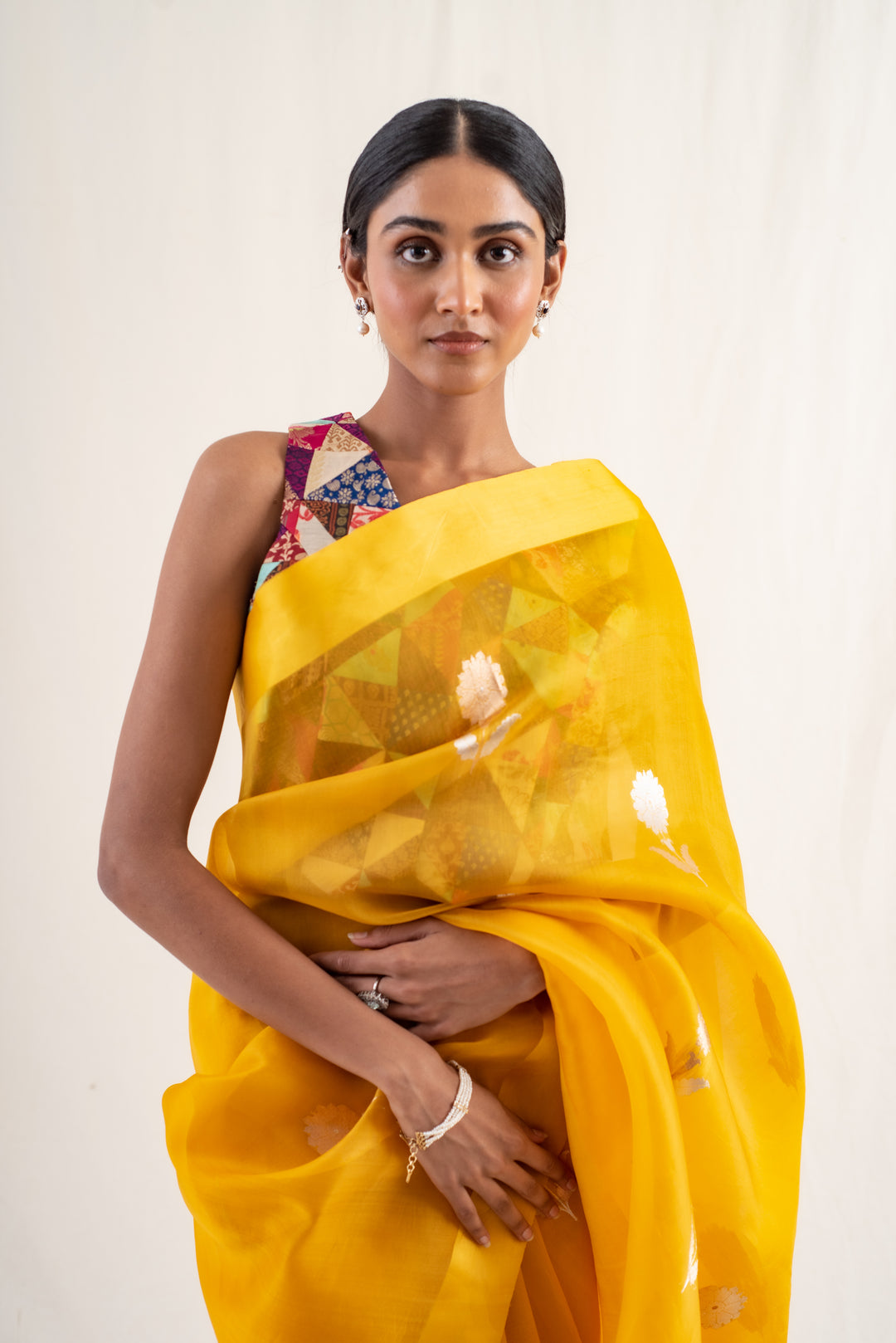 Chira- Yellow Silk Organza Banarasi Saree