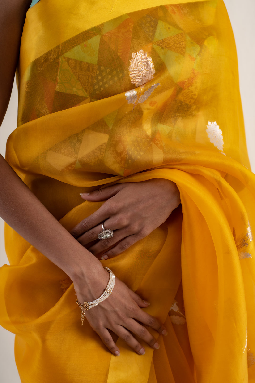 Chira- Yellow Silk Organza Banarasi Saree