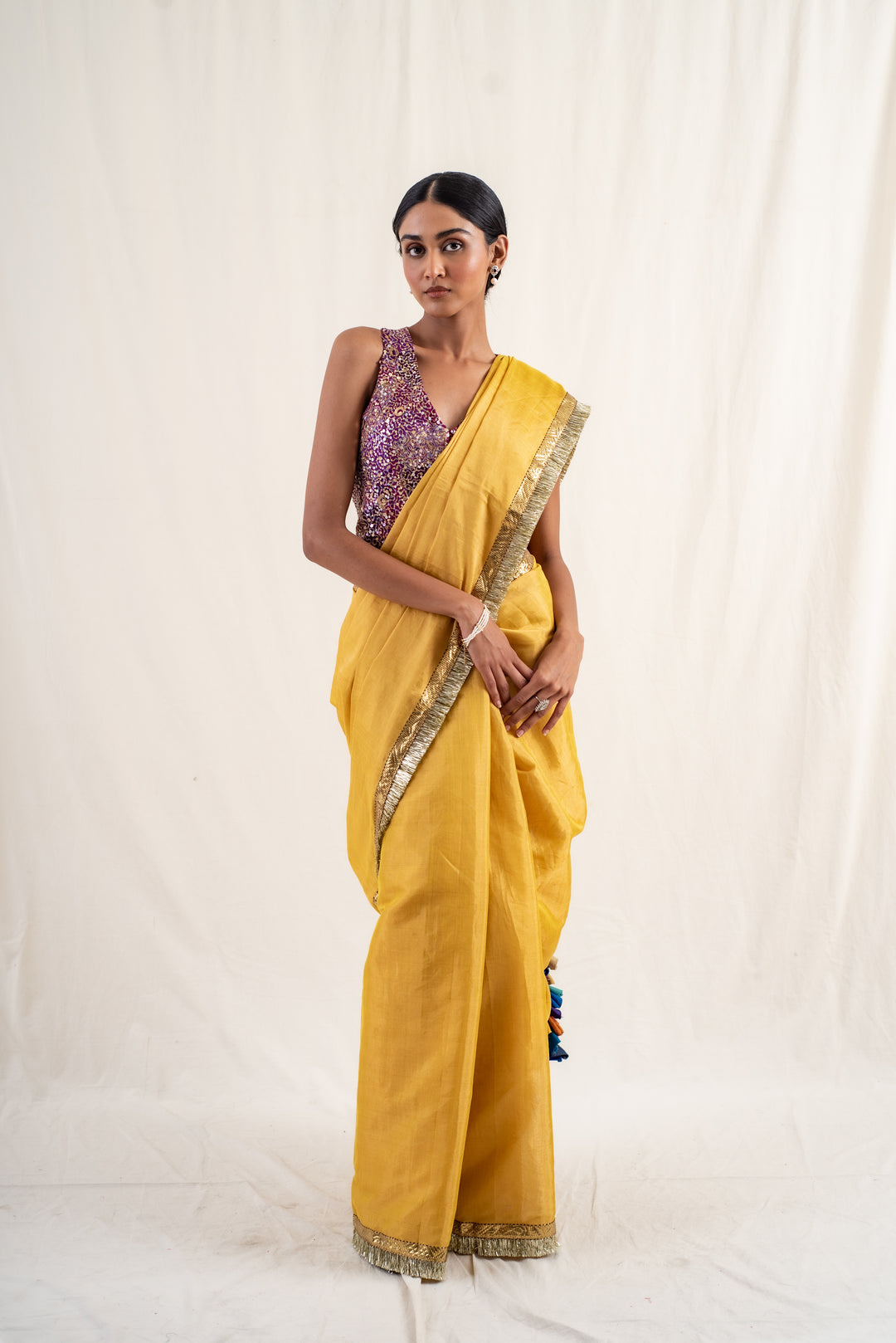 Janpath - Yellow Silk Chanderi Saree