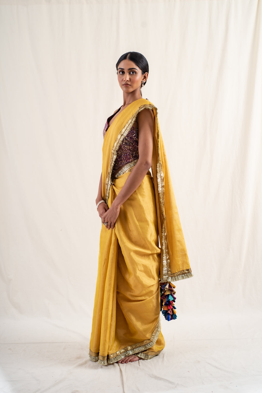 Janpath - Yellow Silk Chanderi Saree