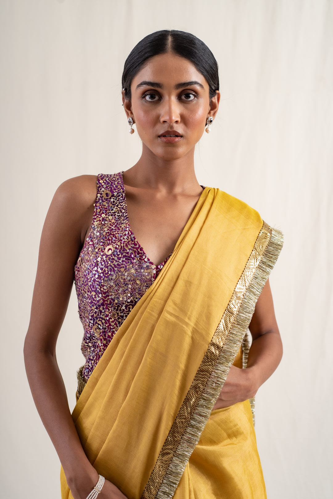 Janpath - Yellow Silk Chanderi Saree