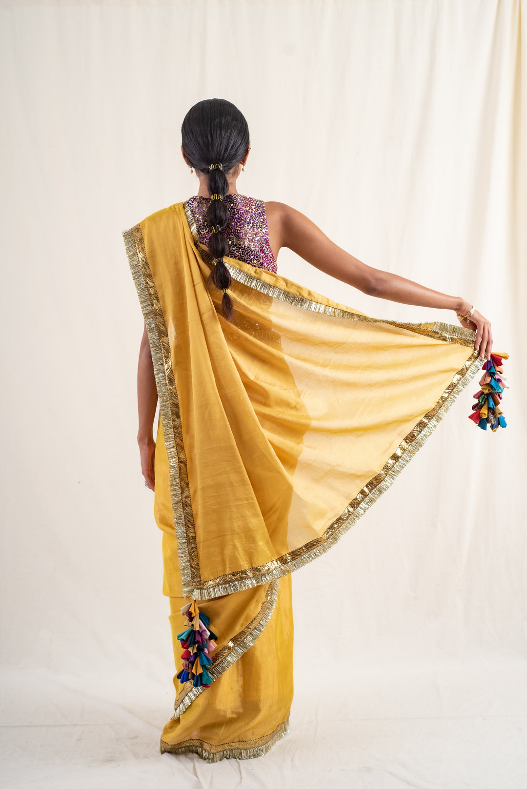 Janpath - Yellow Silk Chanderi Saree