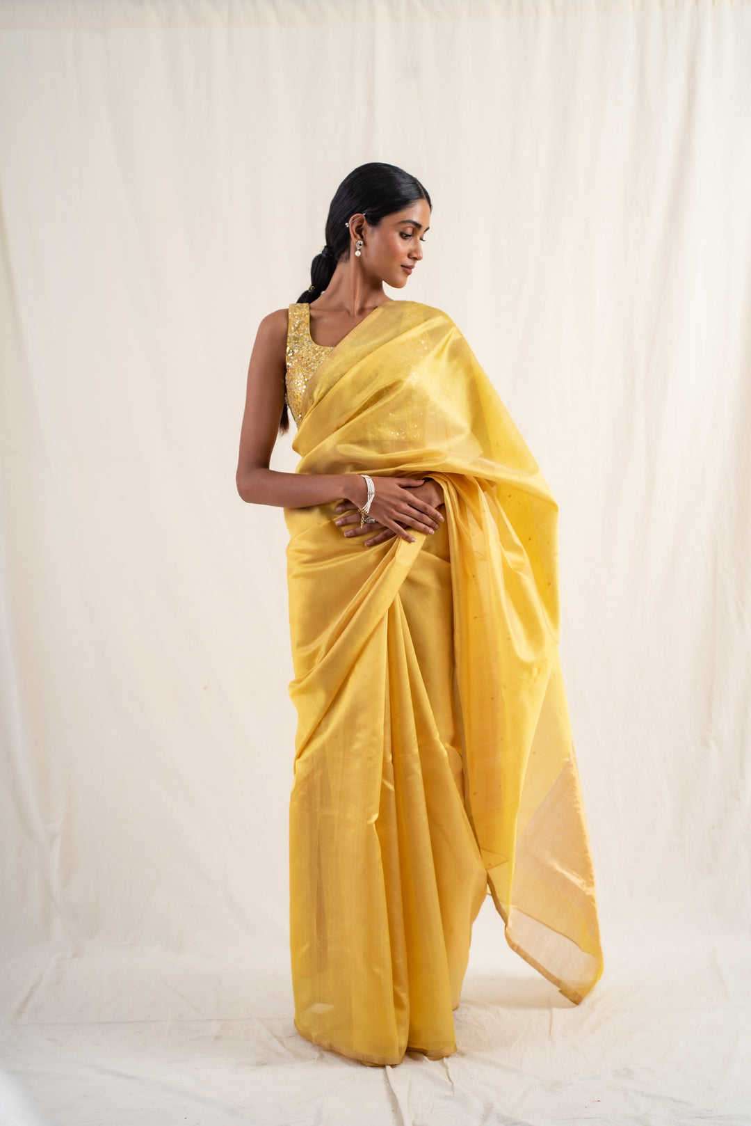 Johri - Yellow Silk Chanderi Saree