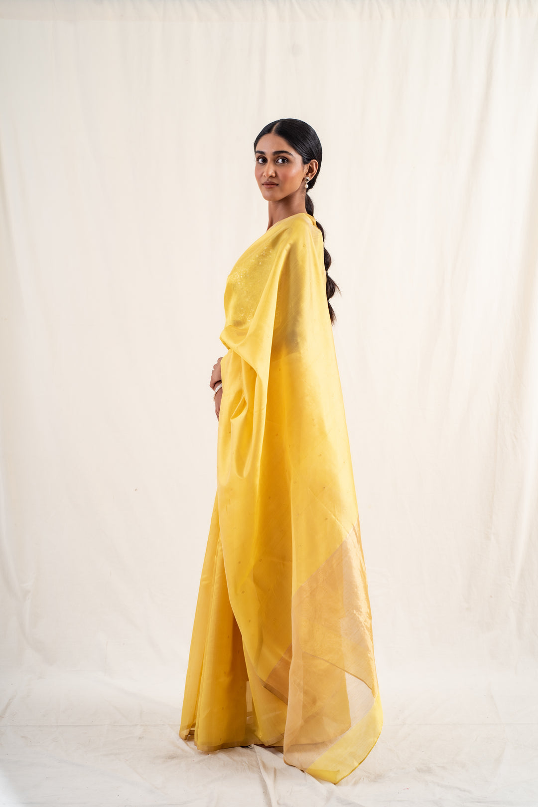 Johri - Yellow silk chanderi handwoven saree