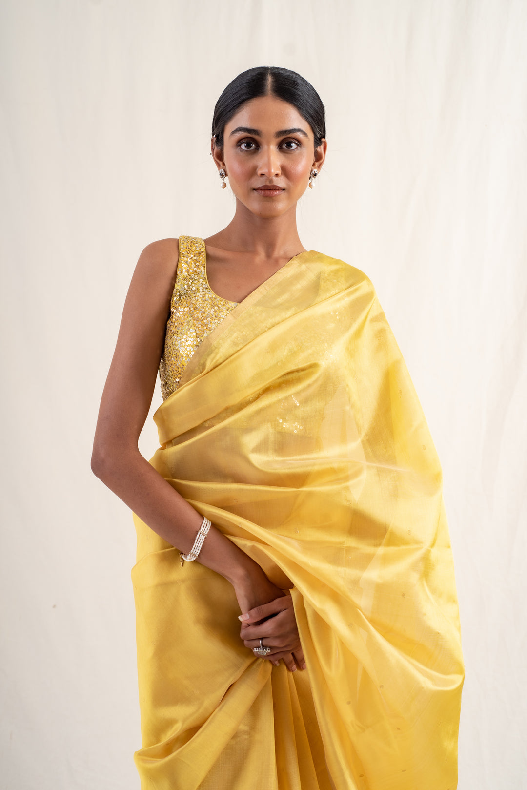 Johri - Yellow silk chanderi handwoven saree