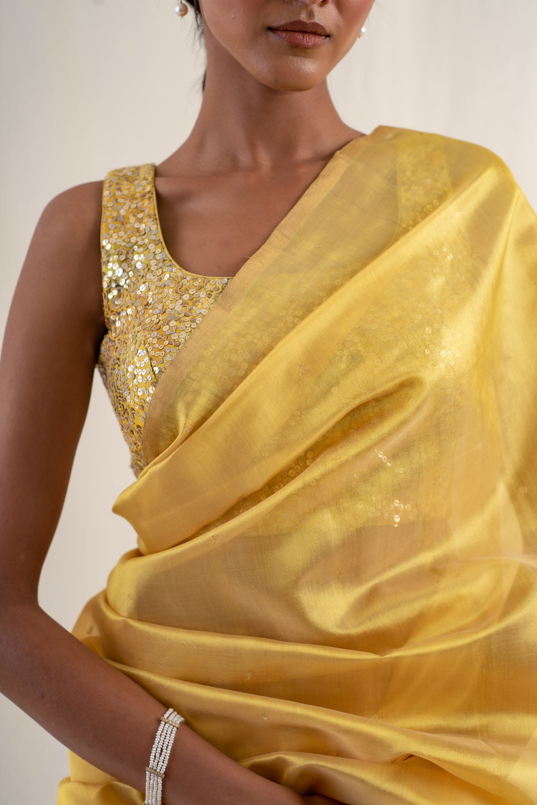 Johri - Yellow silk chanderi handwoven saree