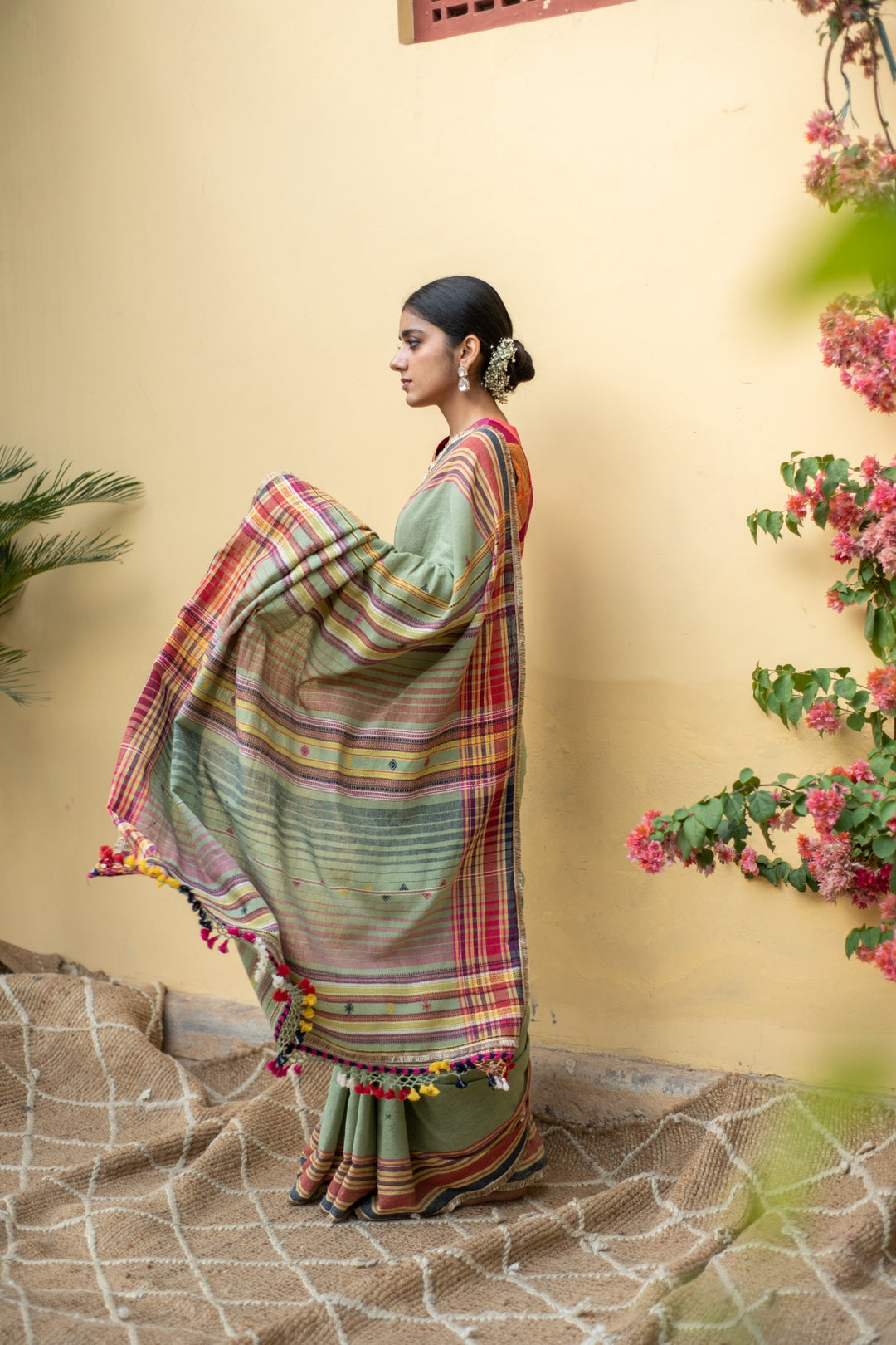 Aava Sage green- Green Cotton Saree