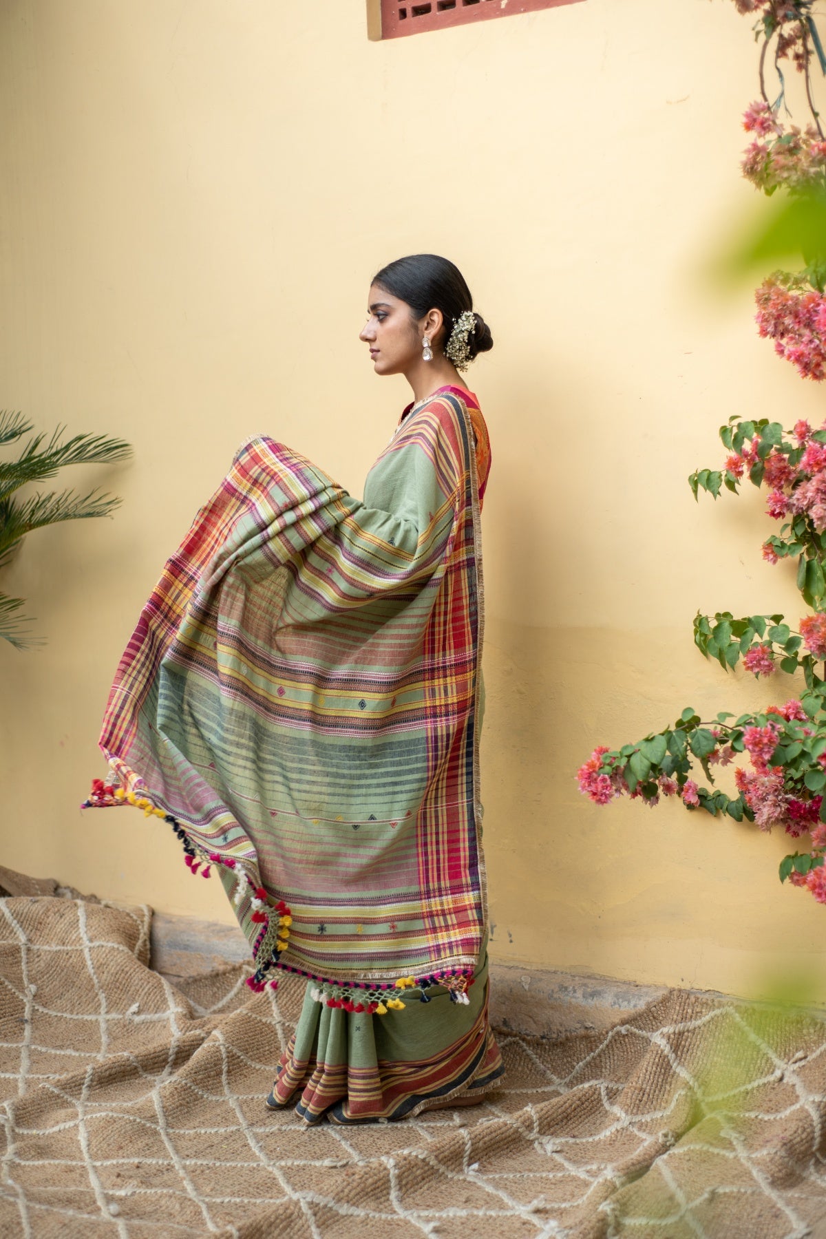 Aava Sage green- Green Cotton Saree