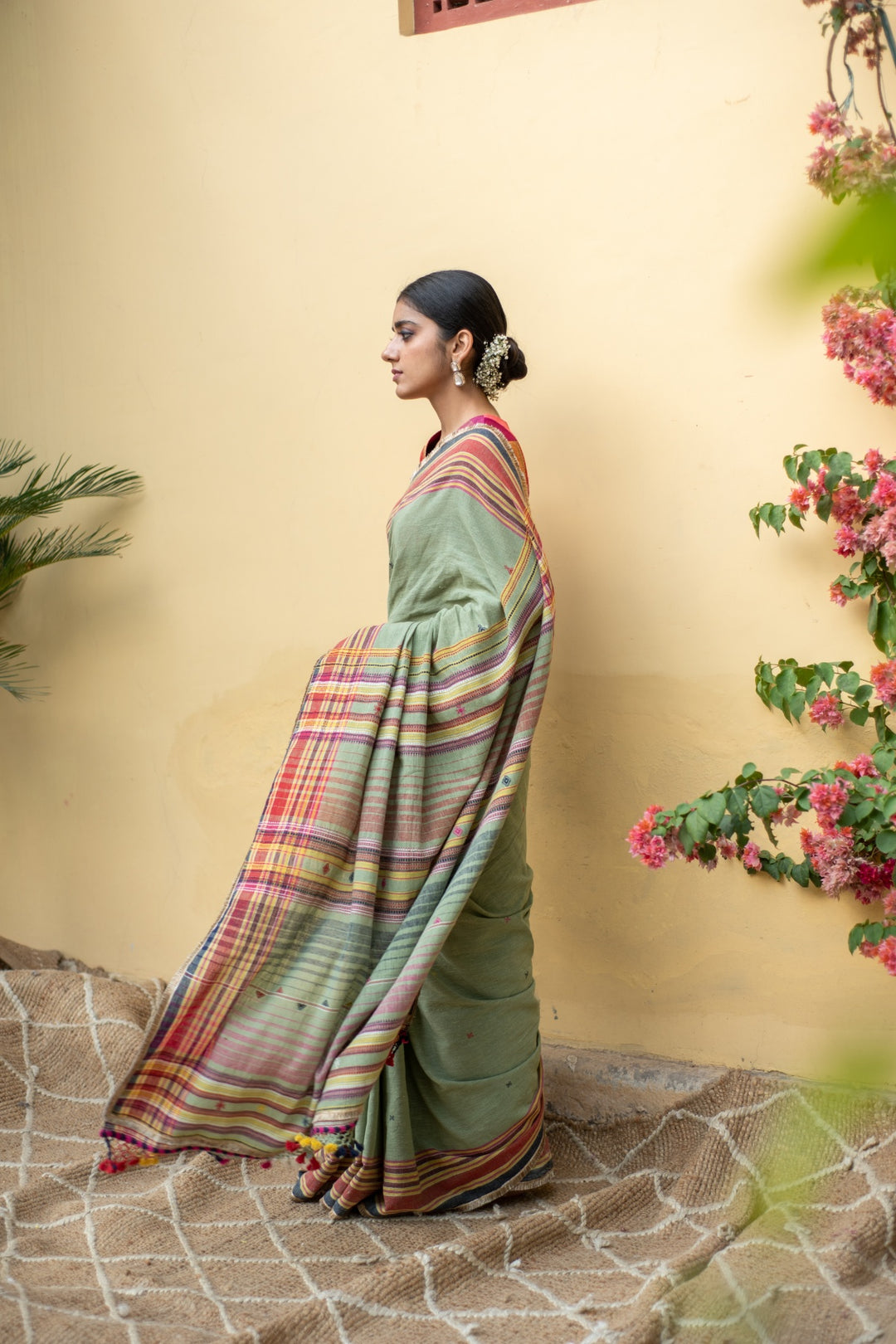 Aava Sage green- Green Cotton Saree