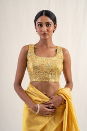 Anmol - Yellow upcycled patchwork blouse