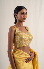 Anmol - Yellow upcycled patchwork blouse