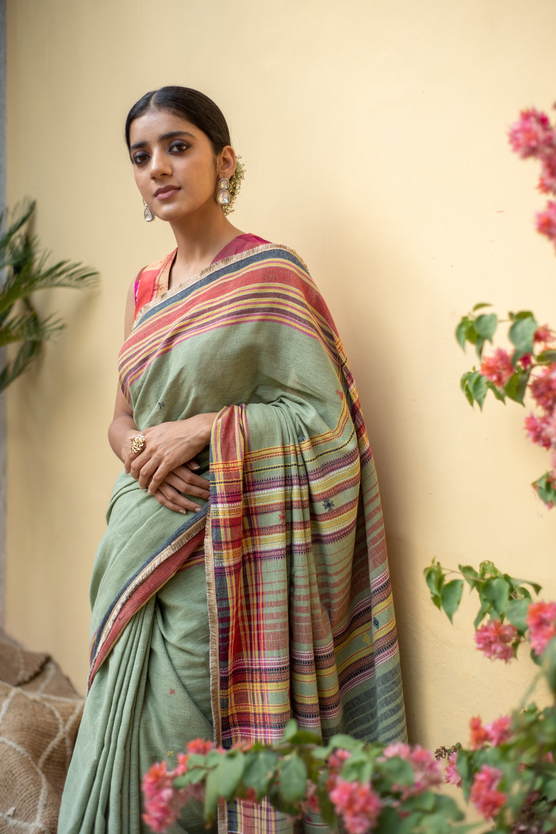 Aava Sage green- Green Cotton Saree