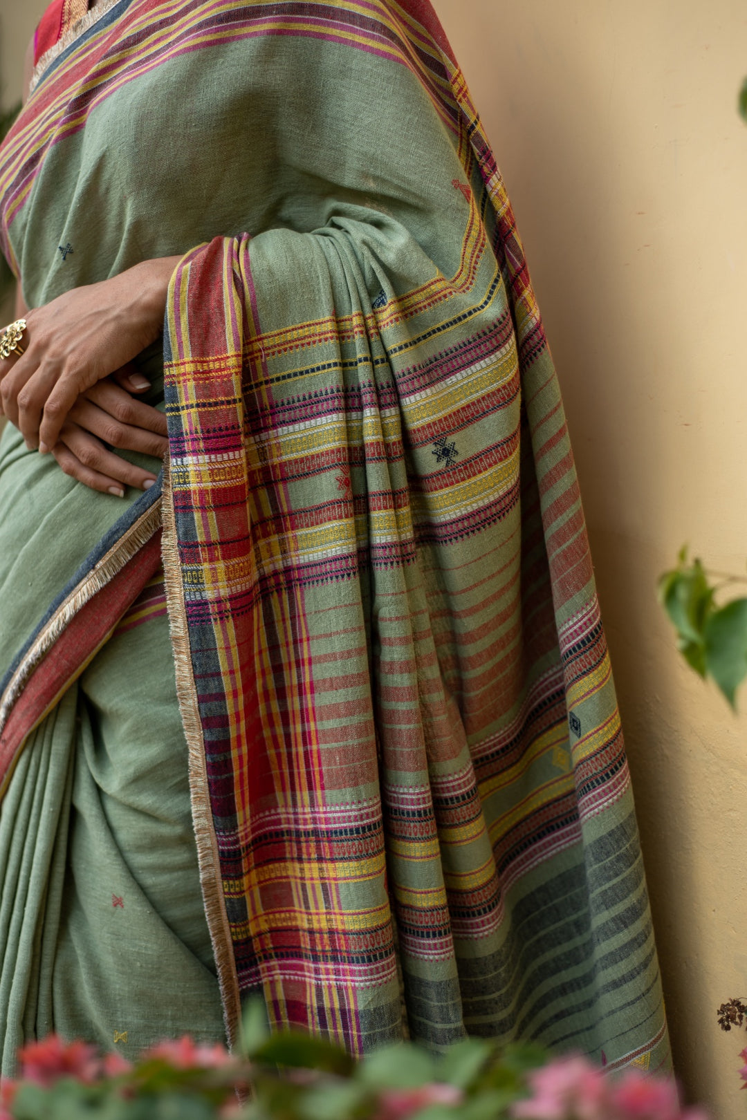 Aava Sage green- Green Cotton Saree