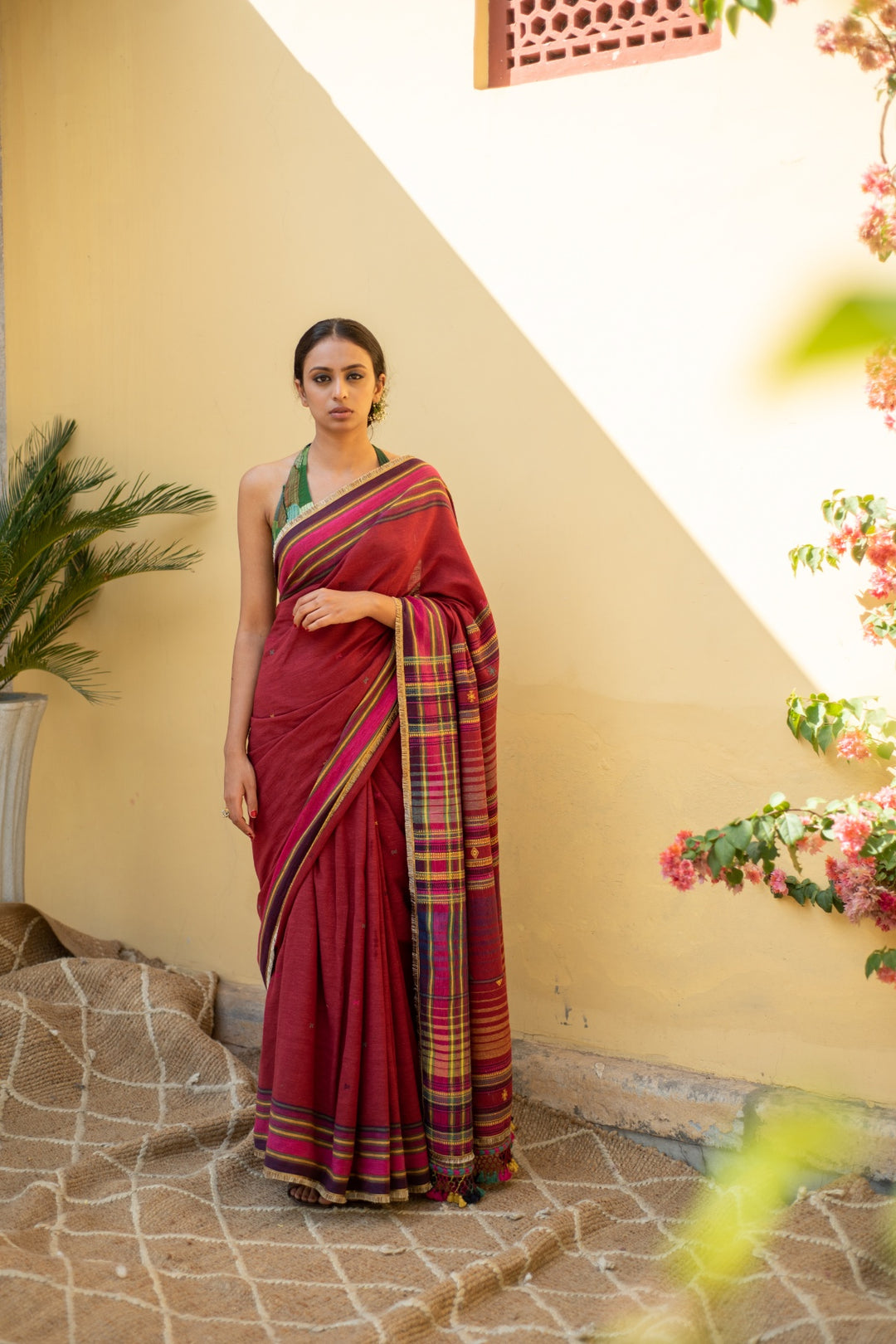 Aava- Burgundy Cotton Saree