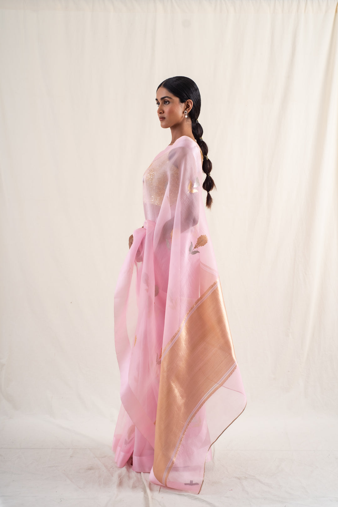 Chira- Pink Silk Organza Banarasi Saree