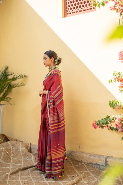 Pure Paithani Silk Red Handloom Saree Online For Wedding USA UK UAE – Sunasa