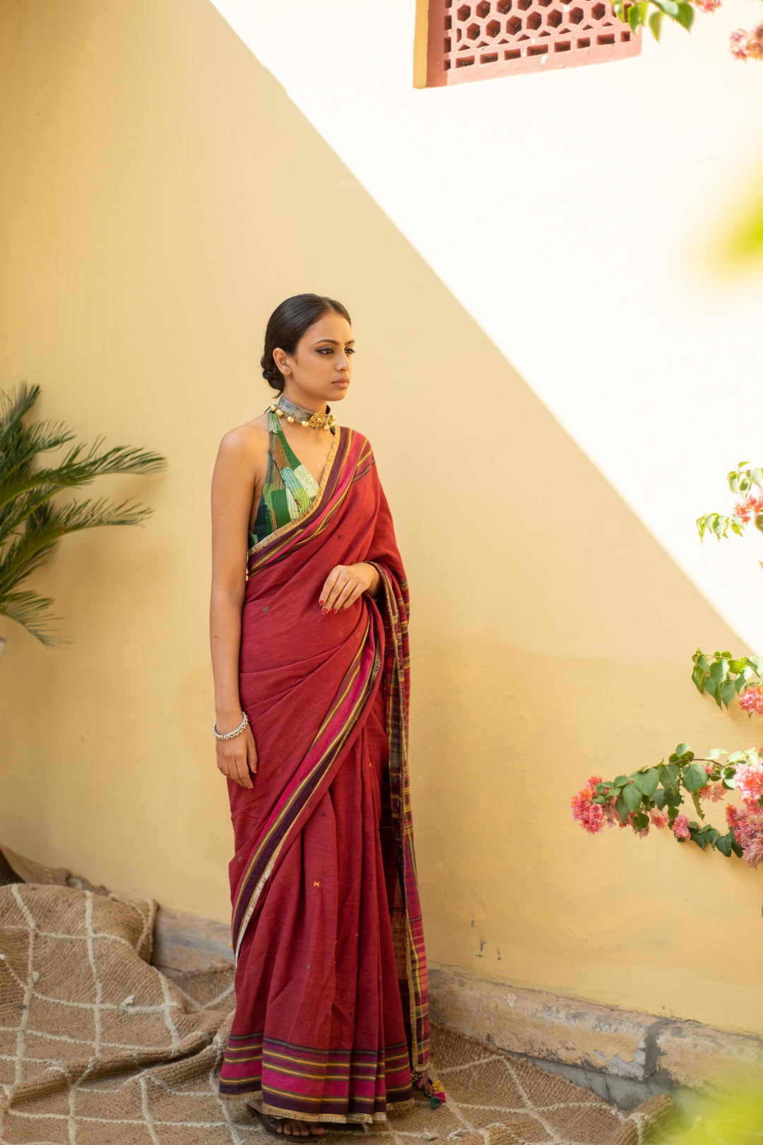 Aava- Burgundy Cotton Saree