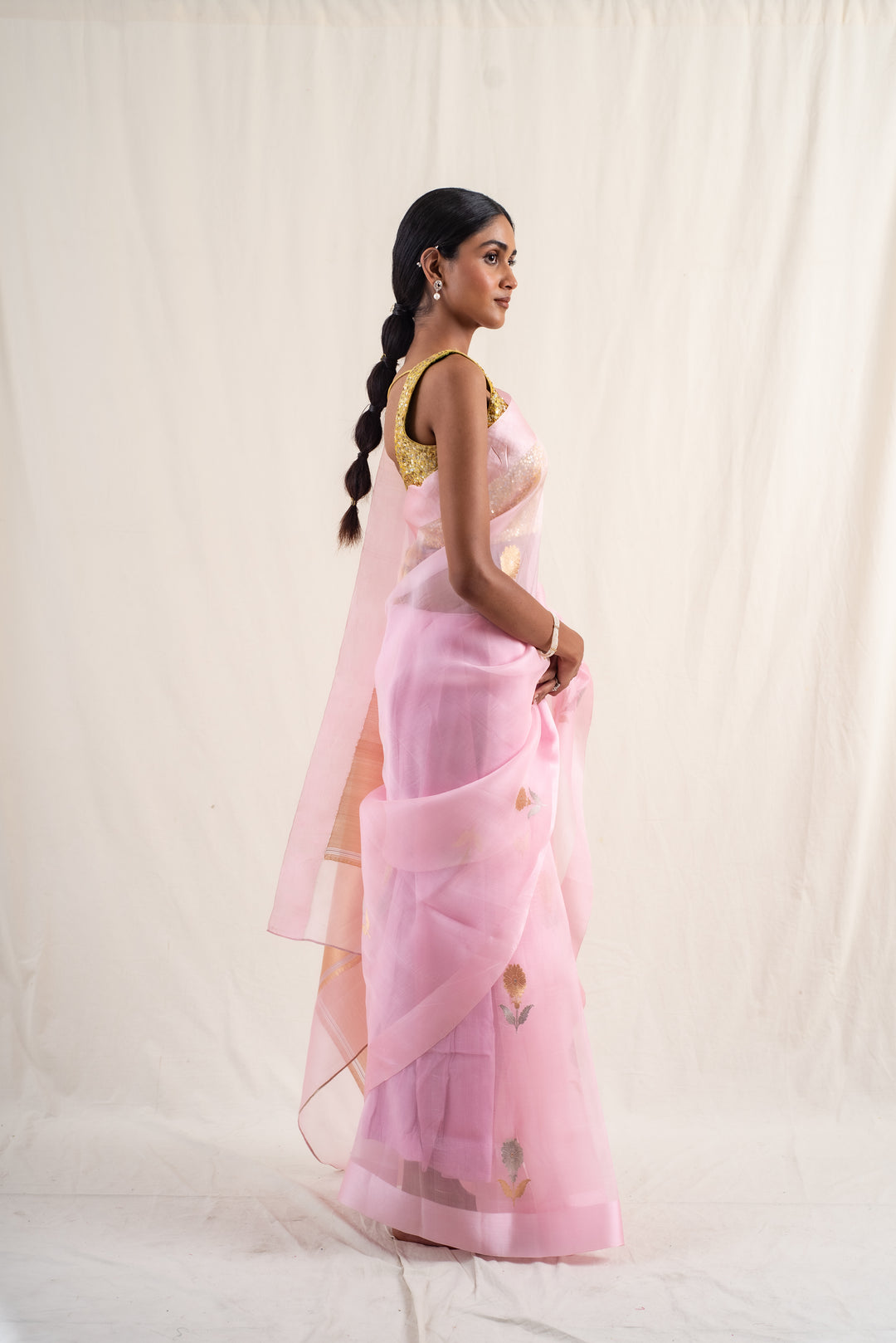 Chira- Pink Silk Organza Banarasi Saree