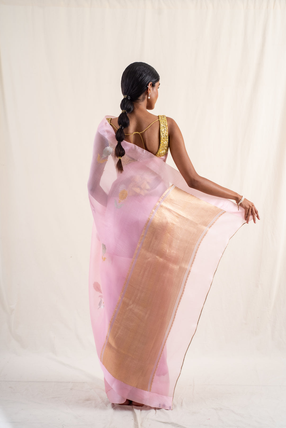 Chira- Pink Silk Organza Banarasi Saree