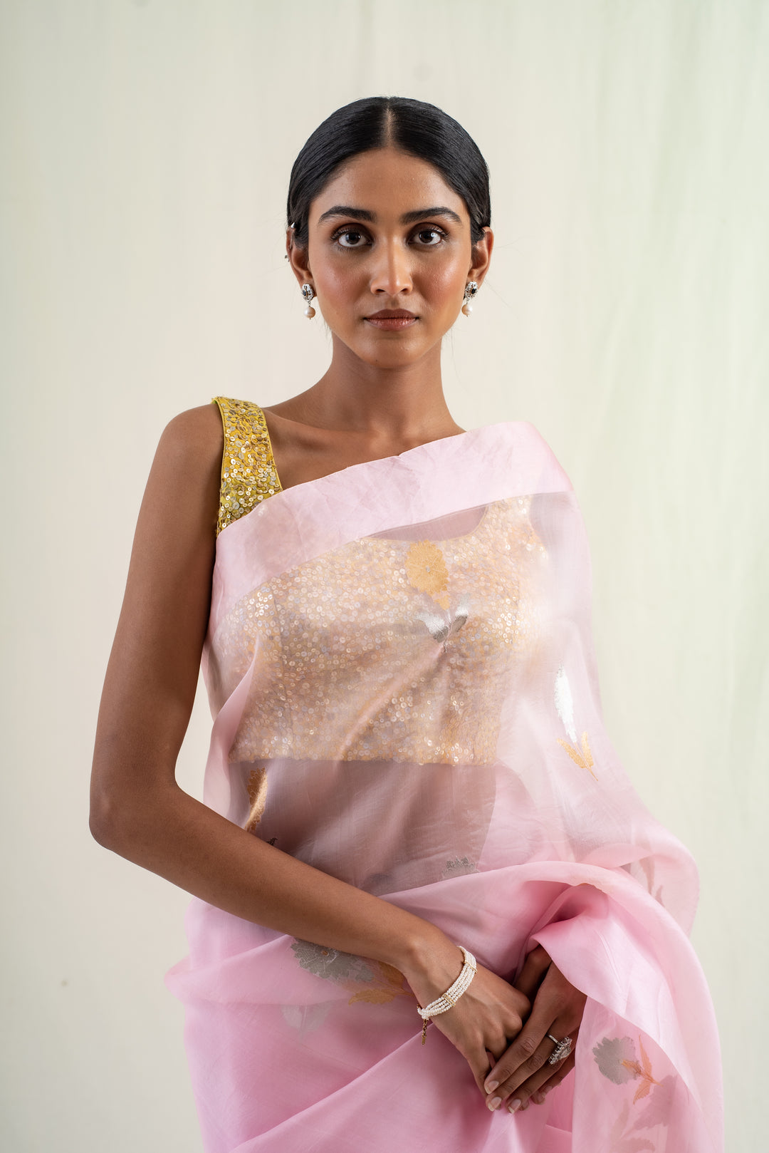 Chira- Pink Silk Organza Banarasi Saree