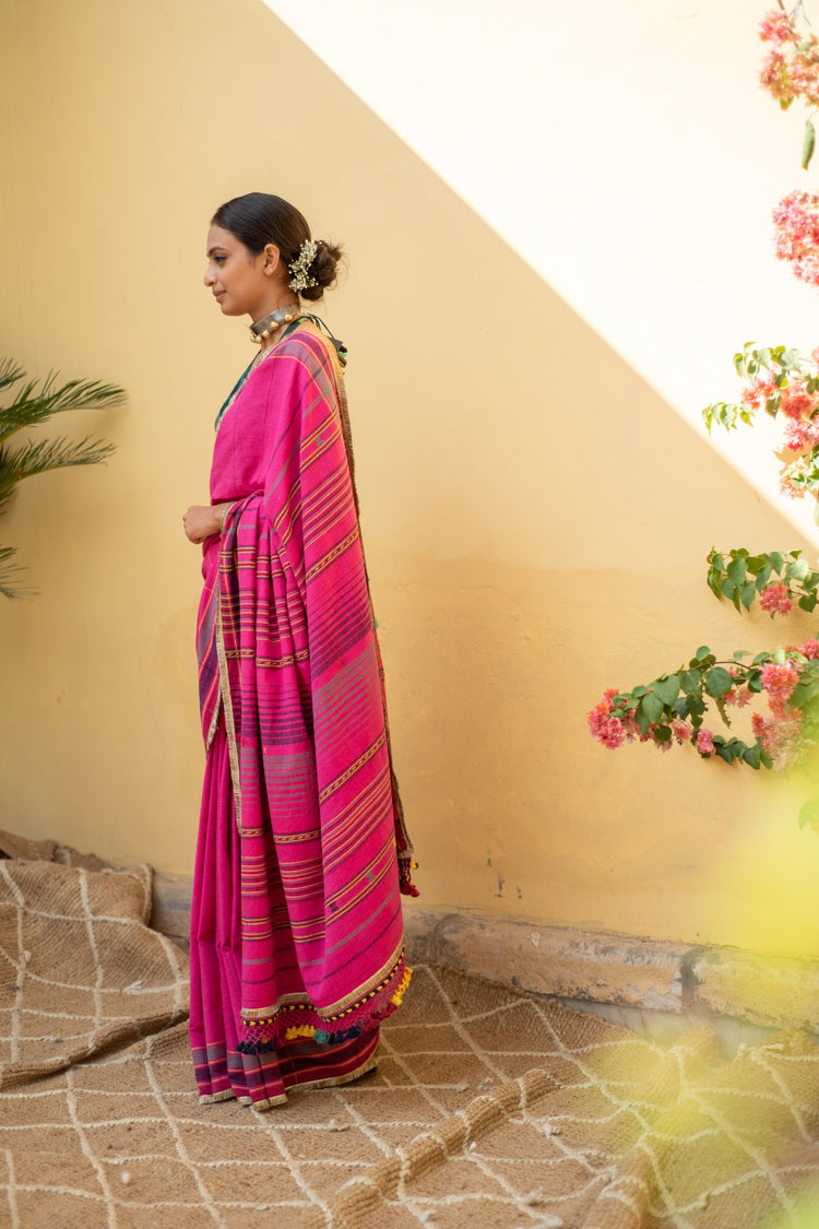 Kiah- Pink Cotton Saree