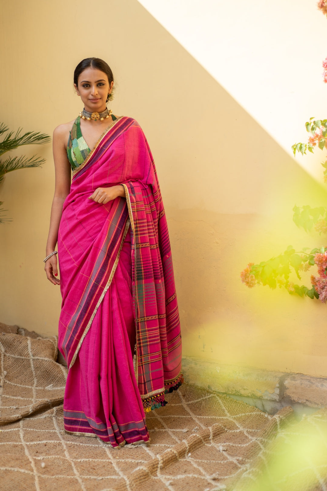 Kiah- Pink Cotton Saree