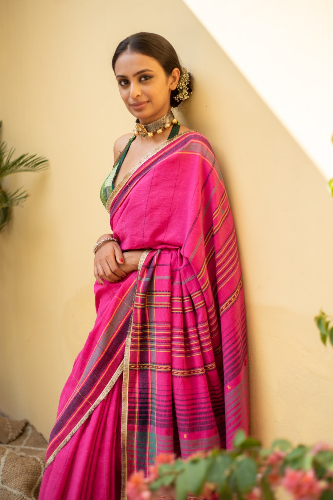 Kiah- Pink Cotton Saree