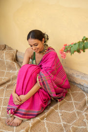 Kiah- Pink Cotton Saree