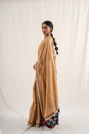 Meena - Gold silk chanderi tissue handwoven saree