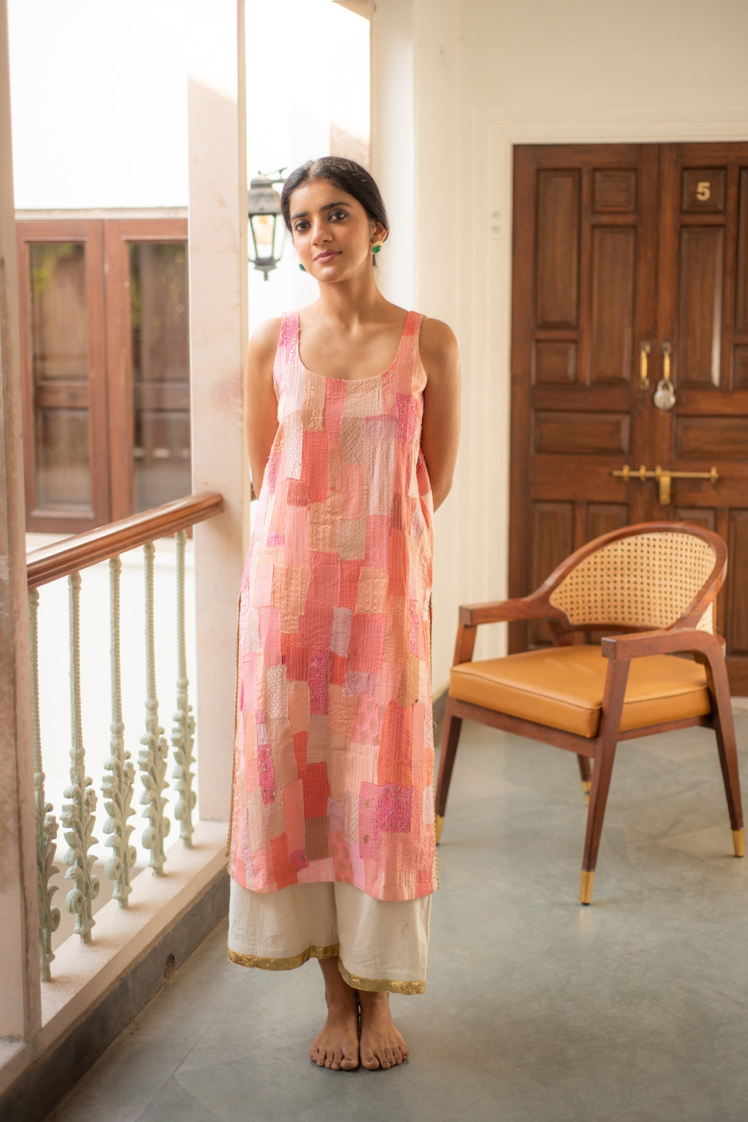 Sahar - Pink Upcycled Patchwork Kurta with Palazzo