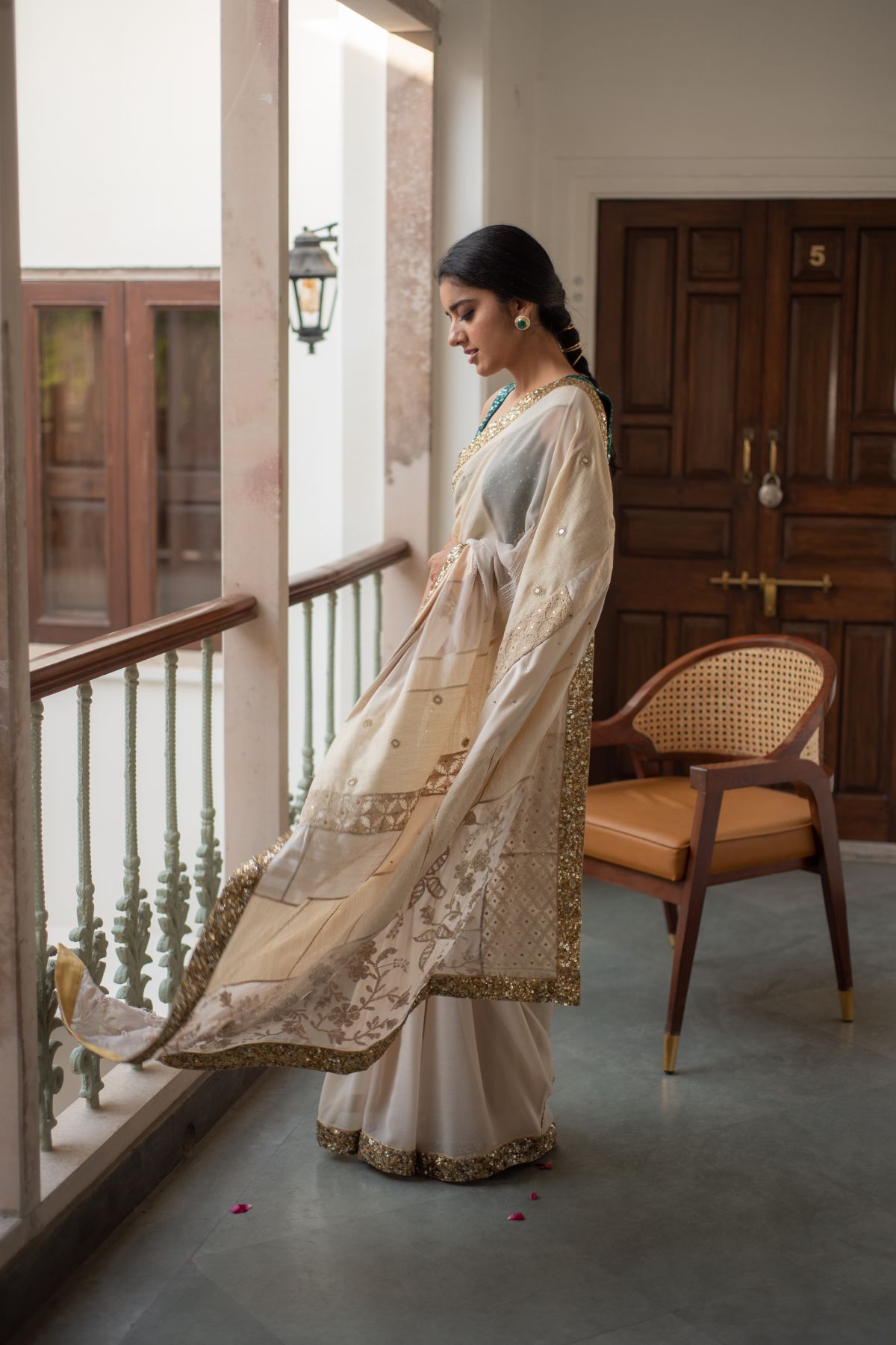 Paarsa- Ivory Upcycled Patchwork Saree