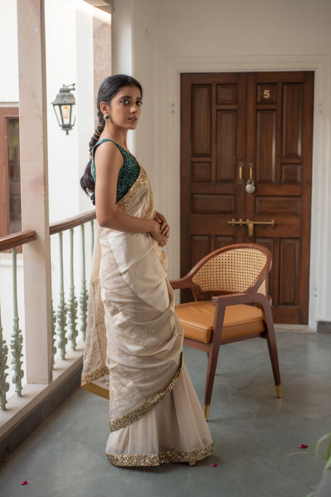 Paarsa- Ivory Upcycled Patchwork Saree