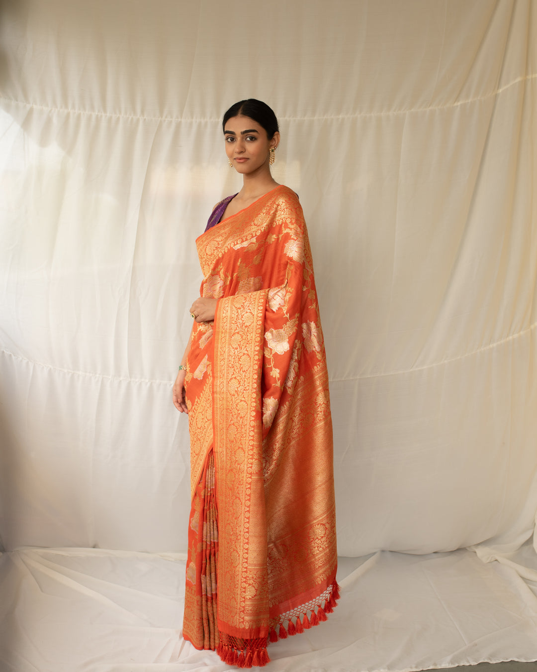 Swaroopini - Orange Moonga Silk Banarasi Brocade Saree