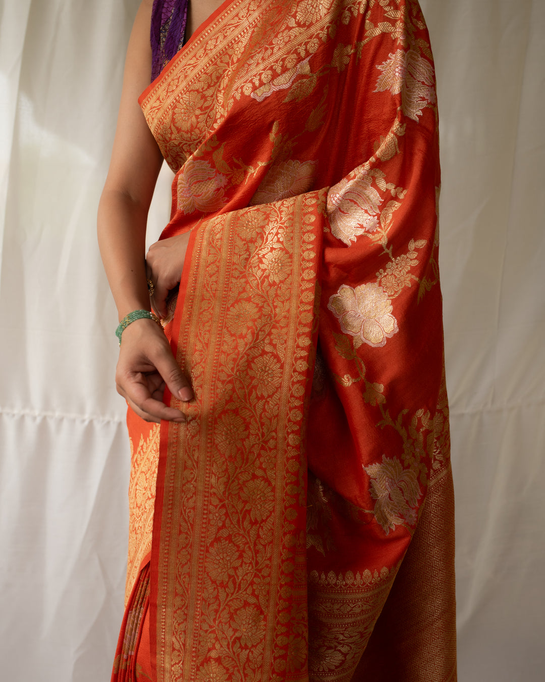 Swaroopini - Orange Moonga Silk Banarasi Brocade Saree