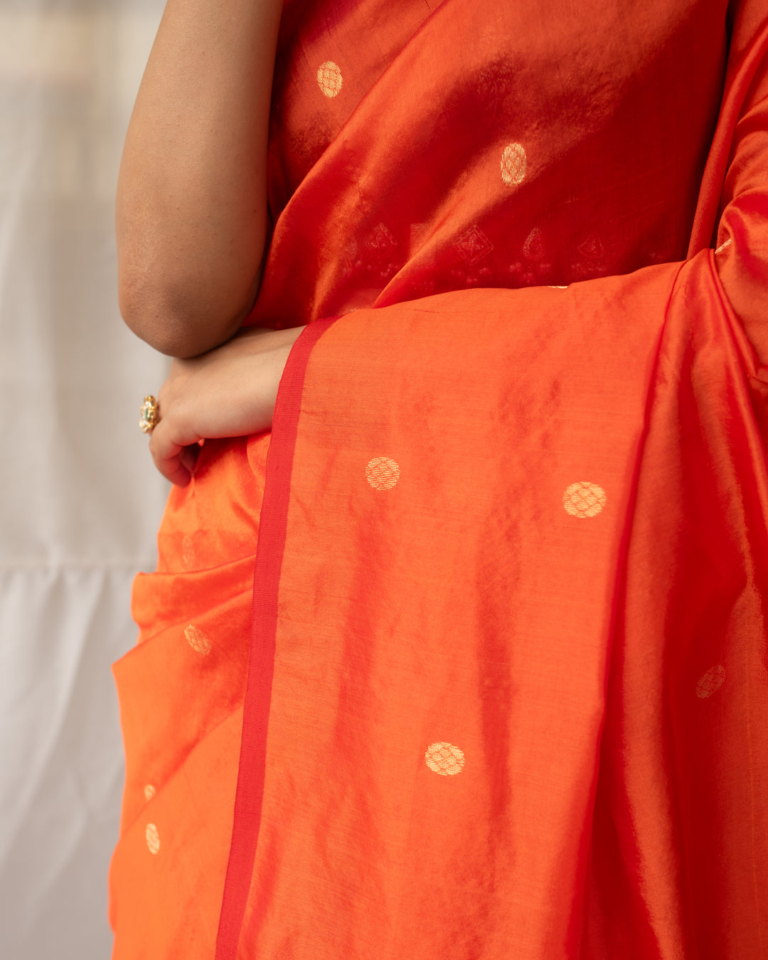 Triya - Orange Silk Chanderi Saree