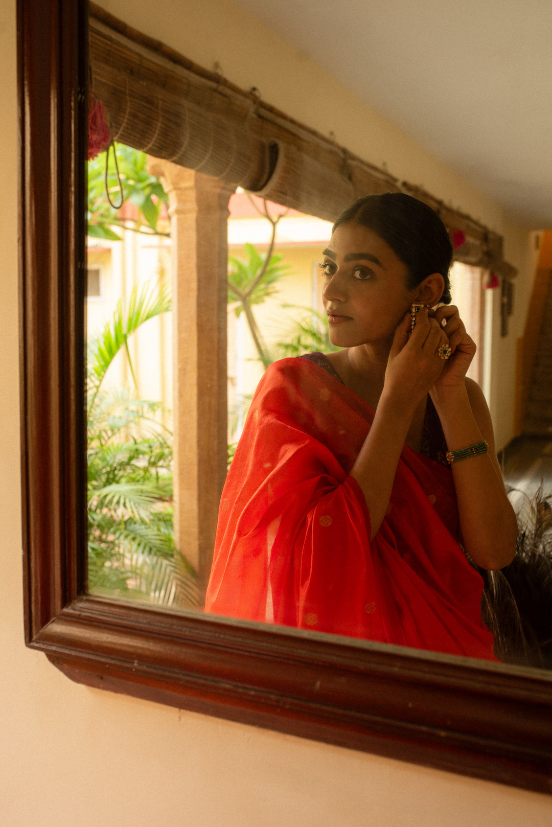 Triya - Orange Silk Chanderi Saree