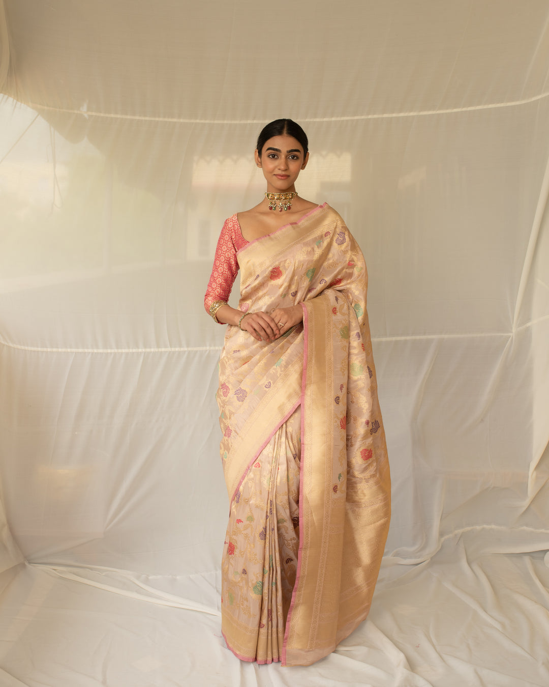 Chandramandala - Blush Silk Tissue Banarasi Saree