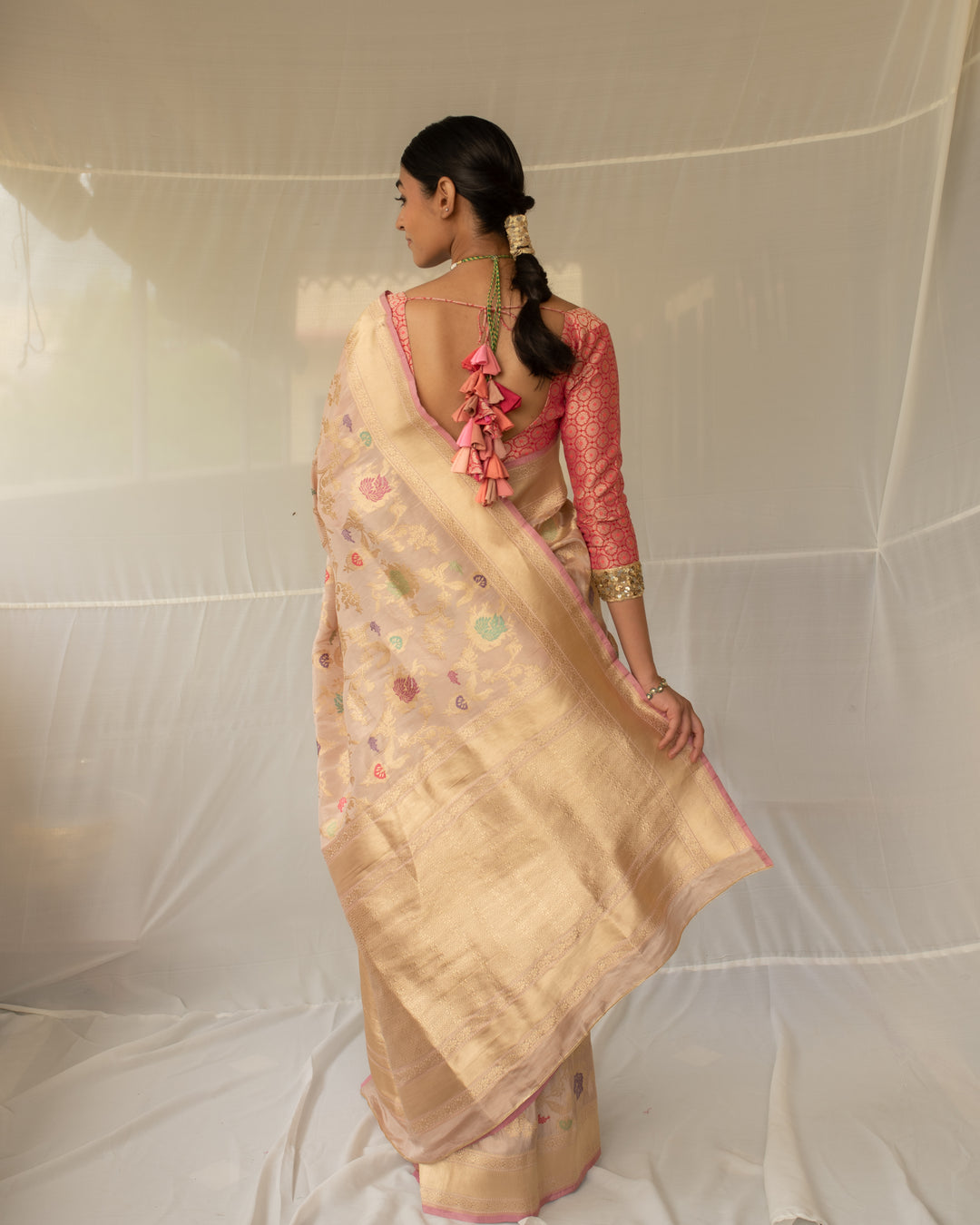 Chandramandala - Blush Silk Tissue Banarasi Saree