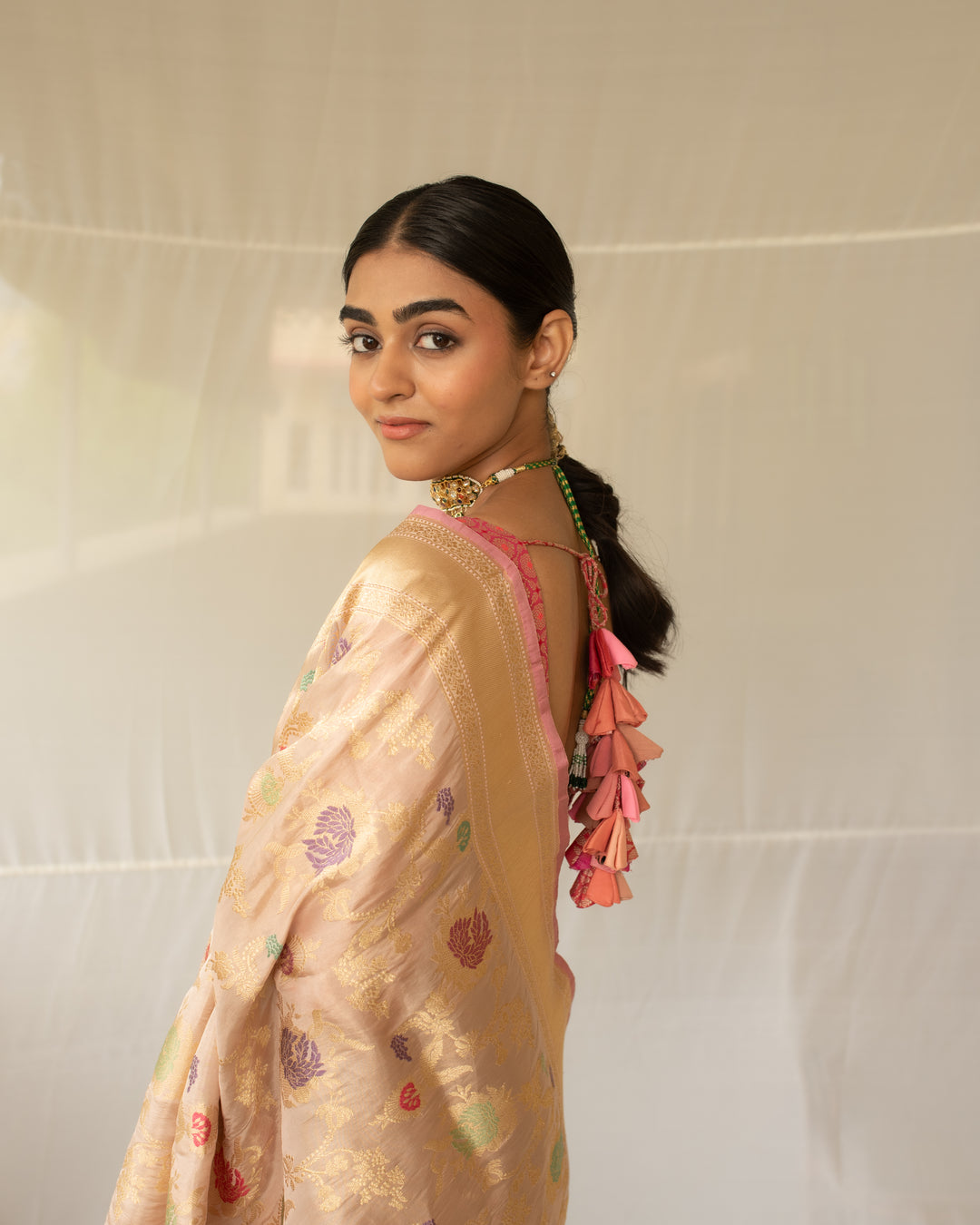 Chandramandala - Blush Silk Tissue Banarasi Saree