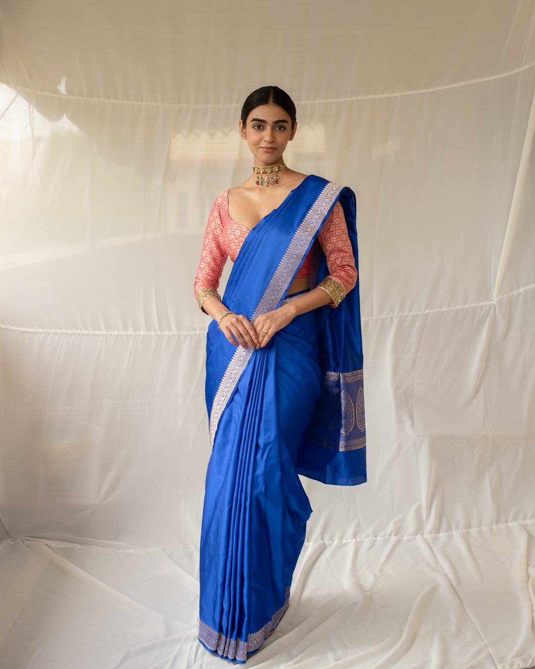 Kalamayi - Blue Banarasi Silk Mashroo Saree