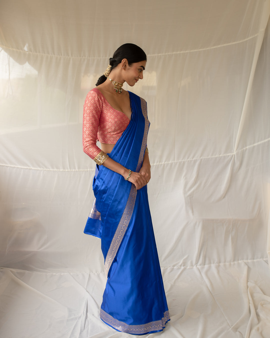 Kalamayi - Blue Banarasi Silk Mashroo Saree