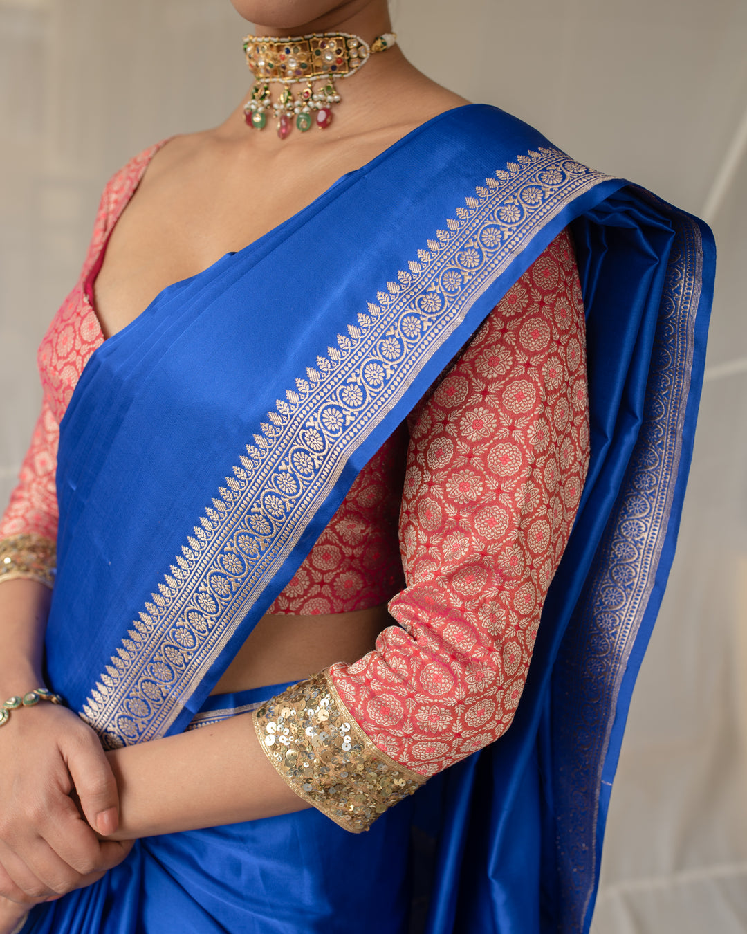Kalamayi - Blue Banarasi Silk Mashroo Saree