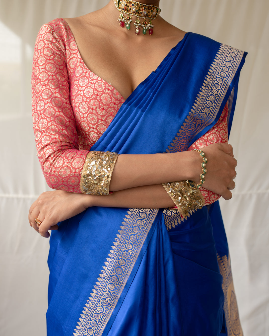 Kalamayi - Blue Banarasi Silk Mashroo Saree
