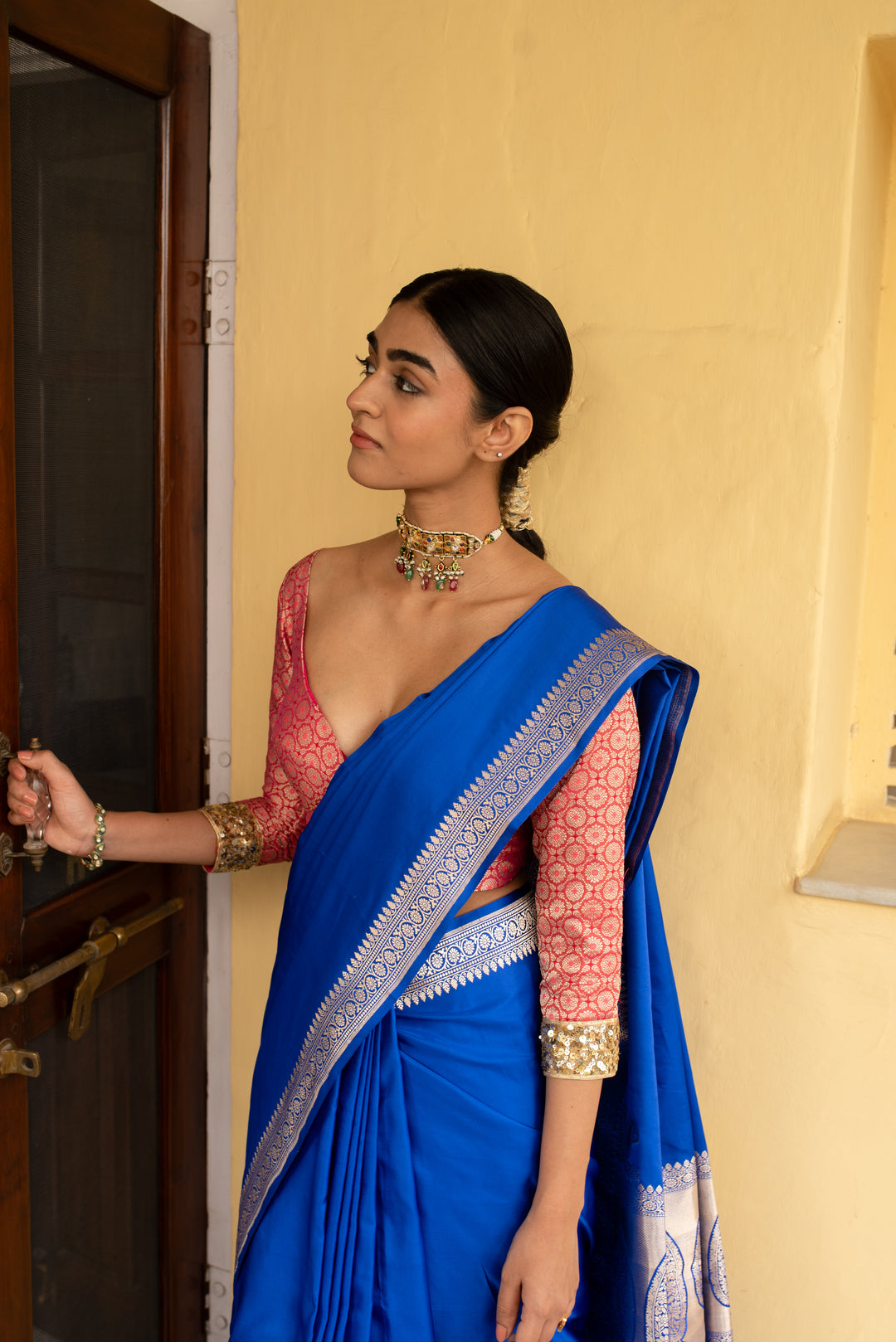 Kalamayi - Blue Banarasi Silk Mashroo Saree