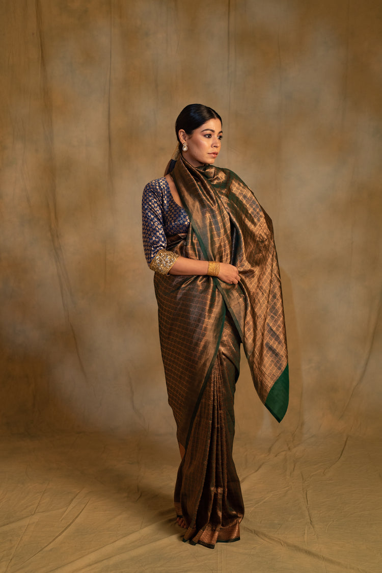 Tusu- Fern Green Silk Banarasi Saree